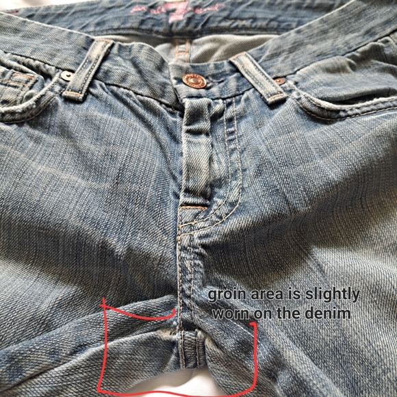 🔴3/$15 7 for all mankind | Womens light blue distressed boot cut jean 26 - Picture 3 of 16